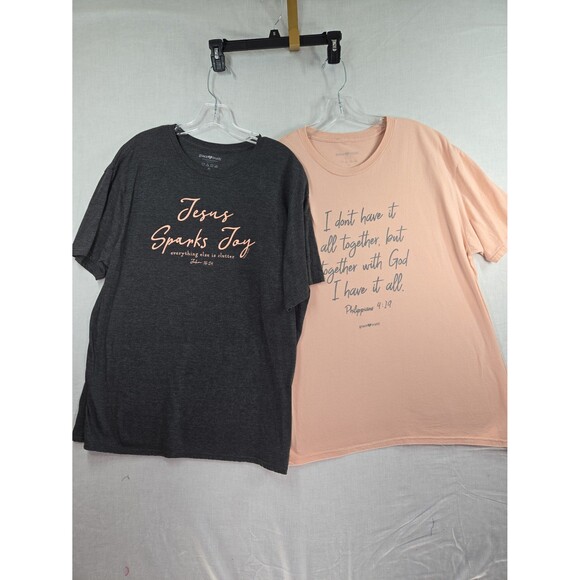 Grace & Truth T-Shirts Lot of 2 Short Sleeve Peach Grey Women's XL Religious God - Picture 1 of 8